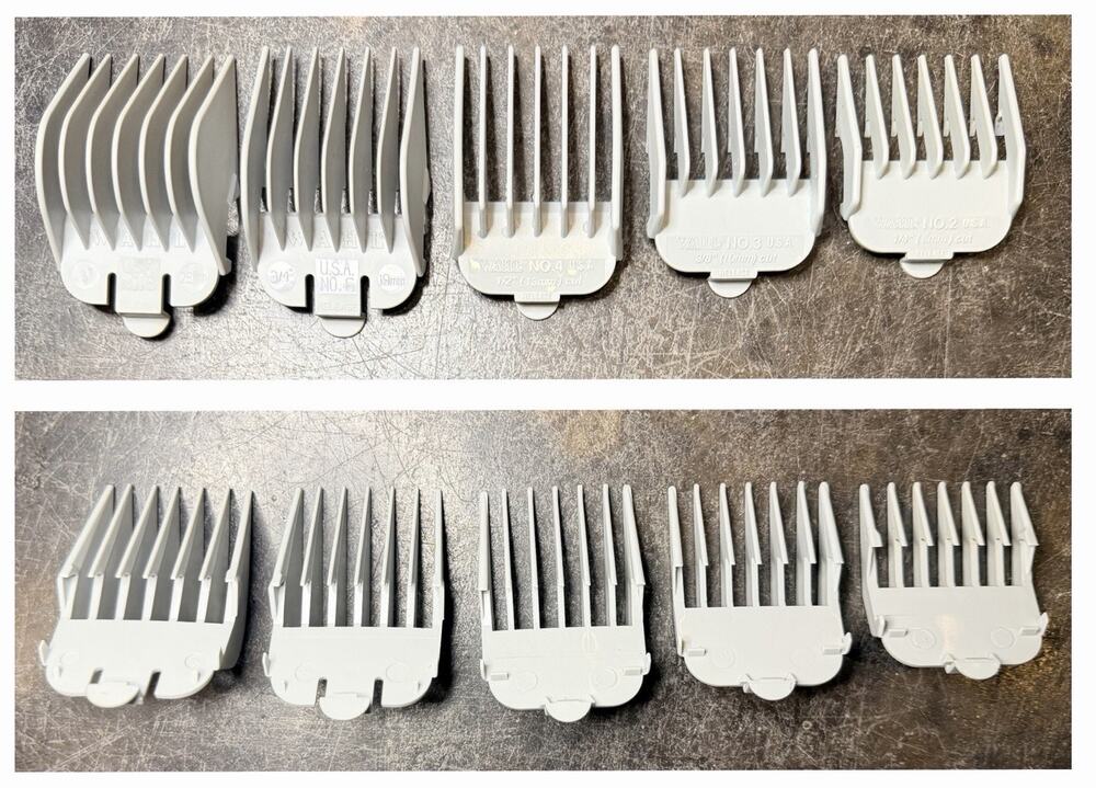 5 Wahl Hair Clipper Comb Guards No. 2, 3, 4, 6, 8, Grey,  Guards only